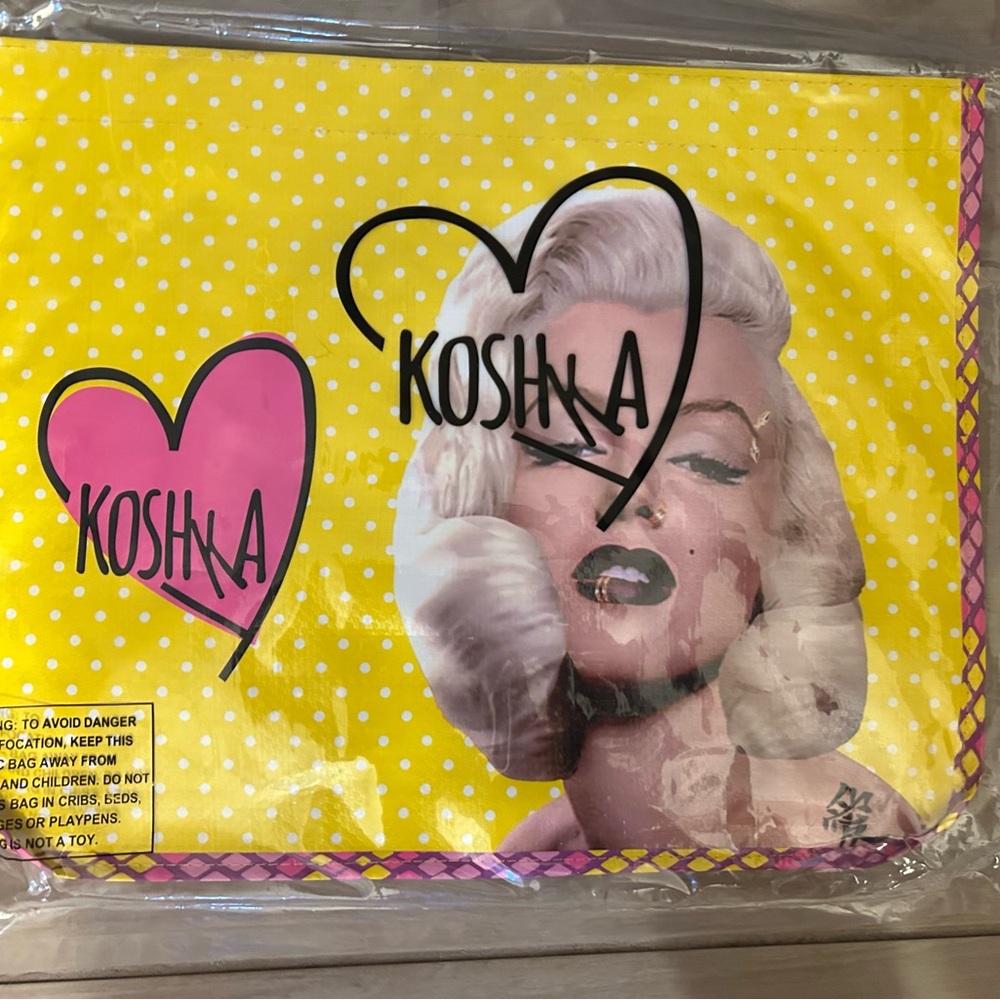 NEW Koshka Punk Marilyn Monroe Pop Art Reusable Shopping Bag & Pouch
